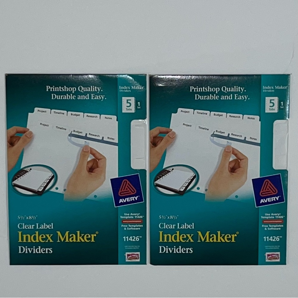Avery Clear Label Index Maker Dividers, 5.5” x 8.5”, 11426